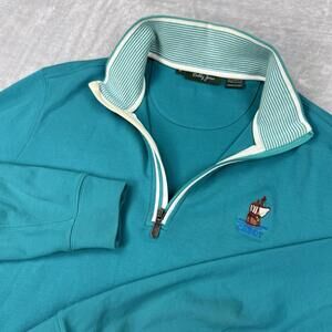 Bobby Jones Quarter Zip Pullover Teal Pima Cotton Men Size M Golf Sweater Cabot